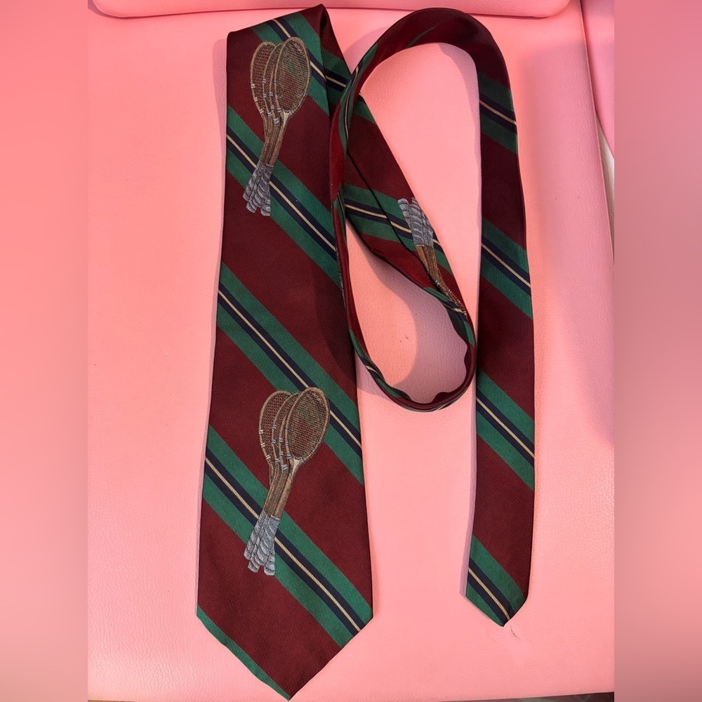 Ralph Lauren Maroon and Green Striped Tie